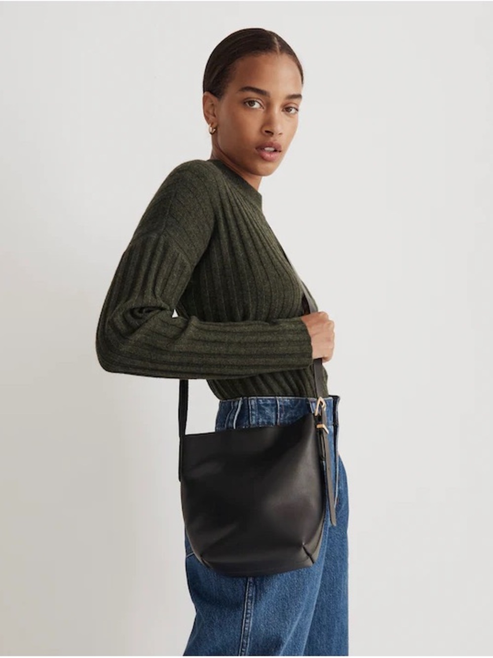 NWT Madewell Essential Mini Bucket Tote Crossbody Bag Minimalist Classic